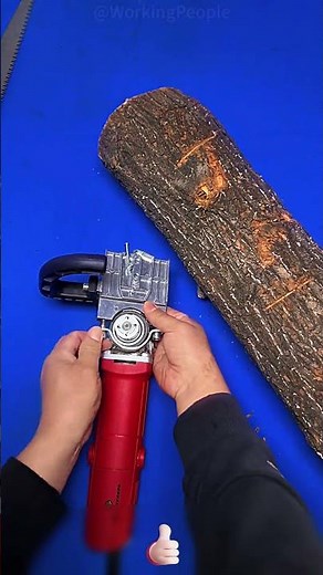 Convenient method of converting an angle grinder into a chainsaw tool