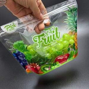 [Hot Item] 500g 1kg Clear Plastic Tomato Ziplock Green Packaging Stock Food Fruit Protection Stand up Bags for Fruit and Vegetable