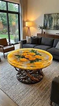 Satisfying Epoxy Resin Pour: Making a Glowing Yellow Rose Coffee Table! #shorts #ResinArt