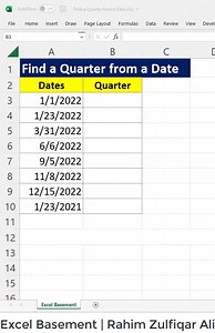 How to Find a Quarter from a Date in Microsoft Excel | Excel Basement