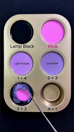 Create 4 colors from 2 colors: Lamp Black + Pink #asmr #mix #colormixing #colors #mixing #pink