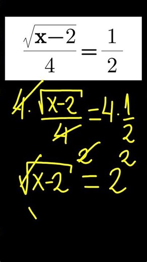 Solución de √x-2/4=1/2 #ecuaciónconraíz