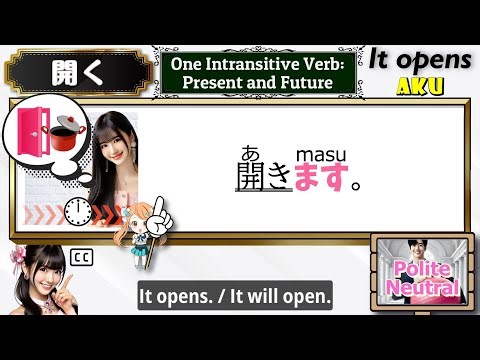 Japanese | Just-Say-It 140 Phrases | 開く (It opens) | JLPT N5 | Verb Conjugation