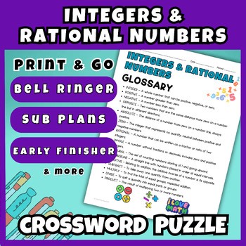 Integers Rational Numbers Crossword Puzzle Activity Middle School Math Worksheet