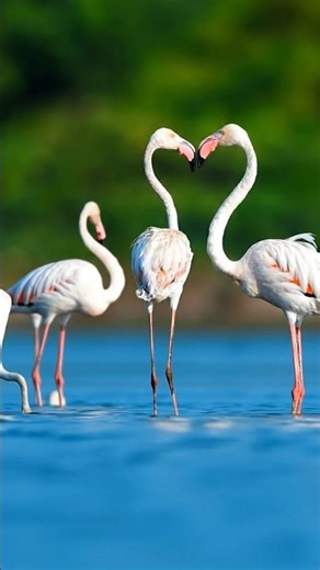 Flock of Greater Flamingos in Beautiful Formation