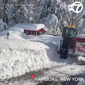 A man opened his garage door and was greeted with a full wall of snow after record snowfall in western New York: https://7ny.tv/3hU3mGl | ABC7NY