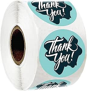 Easykart Blue Color Thank You Sticker Label 1.5" Round | 500 Stickers per roll for Appreciation, Wedding Favors, Birthdays, Baby Shower and Small Business Owners …