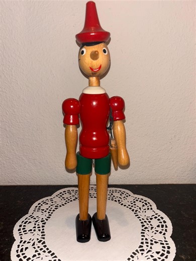 Vintage Wooden Pinocchio Doll, 12.5", Hinged/articulated Arms and Legs, Interchangeable Noses (2) - Etsy