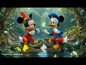 Mickey mouse and Donald duck ride on crocodiles | Donald duck and the crocodile