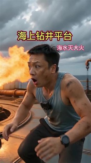 海上废弃钻井平台，海水灭大火。#荒岛求生 #海上钻井 #野外生活纪录片 #创作者中心 #创作灵感