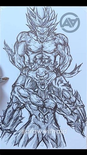 Drawing Goku vs Frieza 🔥✍️😎 #howtodraw #anime #dragonballz #shorts #art #drawing #goku #frieza
