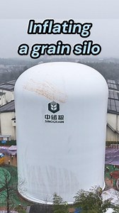 Time-lapse: An air-supported grain silo was inflated into shape in Hunan, China. #GrainStorage #innovation #China | China Xinhua News