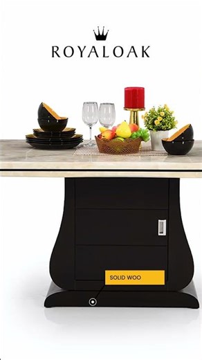 Royaloak Venice Italian Marble 6 Seater Dining Table Set