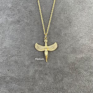 Real Gold Egyptian Goddess Isis Necklace, Ancient Mythology Jewelry, Isis Wings, Goddess Jewelry - Etsy