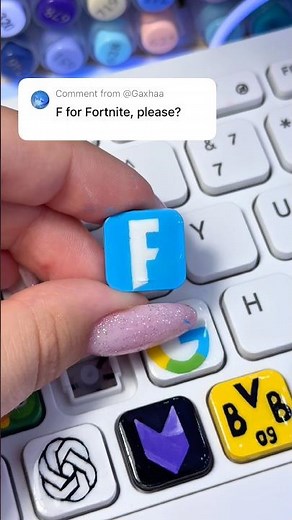 Drawing F for Fortnite Logo! Then Drawing on my keyboard!‪@fortnite‬ #keyboard #diy #fortnite #logo