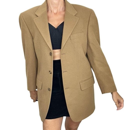 Vintage Canadian Wool Cashmere Boyfriend Blazer, Camel Tan - Size 38 - Etsy