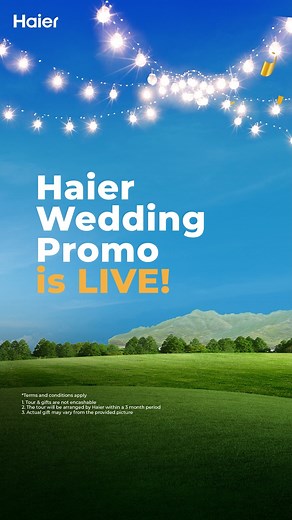 5.7K views · 87 reactions | Haier Wedding Promo is here! Make every purchase count: buy Haier appliances, earn points, win instant rewards, and get a once-in-a-lifetime chance to fly to Malaysia. Celebrate your new beginnings with Haier and bring home innovation, style, and unforgettable memories. #Haier #MoreCreation #MorePossibilities #CelebrateNewBeginnings #HaierWeddingPromo | Haier | Facebook
