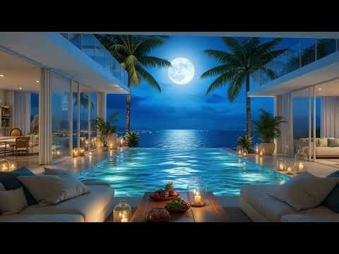 Luxury Tropical Moonlight Poolside 🌕 Chillout Music for Ocean Nights, Soft Breeze & Deep Relaxation