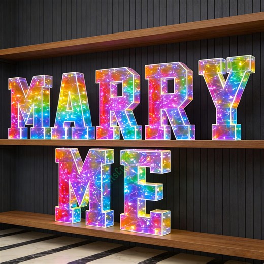 MARRY ME Marquee Decor,3d Iridescent Glow Letters, Marquee Light up Letters Sign, Custom Number 2026/wedding LOVE - Etsy