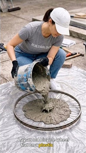 I Turned an Old Bicycle Wheel Into a Stunning Concrete Garden Planter | DIY Backyard Makeover