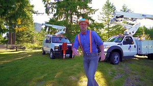 Blippi Goes Up in a Bucket Truck - Educational Machines for Kids