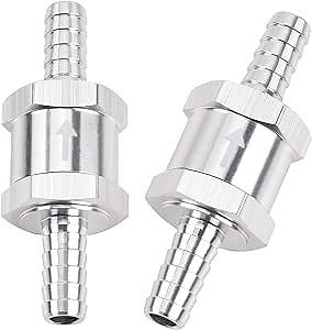 EVIL ENERGY 5/32" Fuel Check Valve One Way Inline Non Return Diesel Gasoline Silver (4mm OD,2PCS)