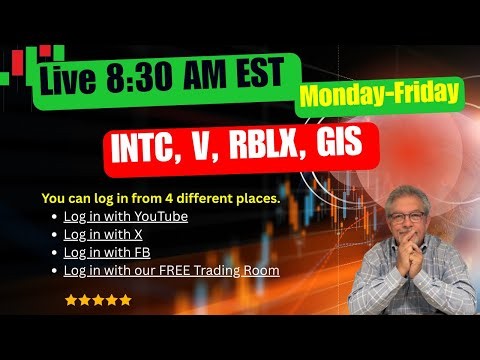 🟢Live Wednesday Charts & Targets, V, INTC, RBLX, GIS
