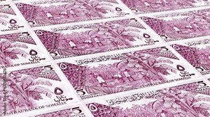 Somalia Somali Shilling 5 Banknotes Money Printing House, Printing Five Somali Shilling, Printing Press Machine Print out Somali Shilling, Being printed by currency press machine 5