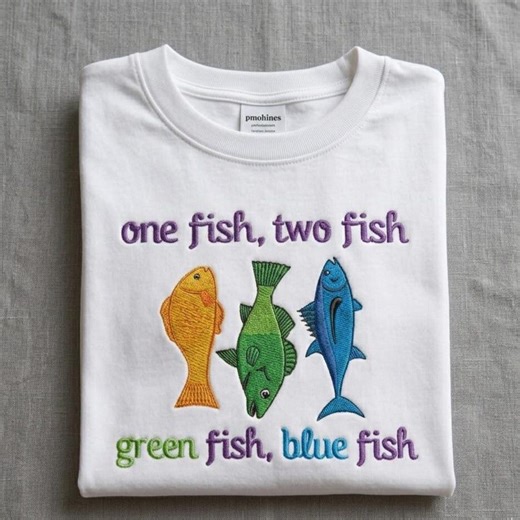 One Fish Two Fish Embroidery Design, Read Across Digital File, Colorful Red Blue Fish Spirit Pattern, Instant Download - Etsy