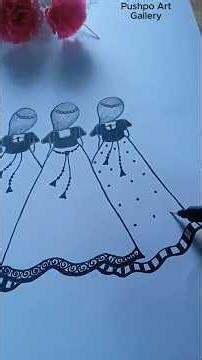 Three Best Friends Forever! 👭✨ Easy Drawing with Pencil and Black Pen