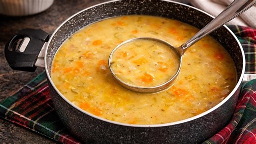 Traditional comfort food ham hock and lentil soup recipe