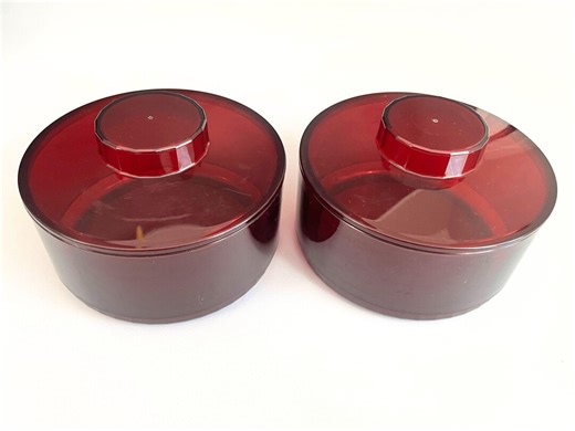 Vintage Tupperware Preludio Candy Dishes - Set of 2 Containers & 2 Lids, Acrylic, Cranberry Red, #2062, 1980s Decor, Serving, Stackable - Etsy