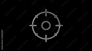 White line Target sport for shooting competition icon isolated on black background. Clean target with numbers for shooting range or shooting. 4K Video motion graphic animation