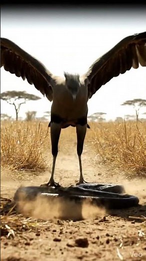 Secretarybird Stomps Venomous Snake | Savanna Hunt