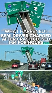 "TERRIBLE DAMAGE:" A tractor-trailer driver has been charged after the bed of his truck slammed into an overhead sign on Interstate 64, near Interstate 295, in eastern Henrico County Thursday. Thankfully, no one was hurt. Read More: https://www.wtvr.com/news/local-news/semi-trailer-hits-i-64-sign-henrico-sept-5-2024 | WTVR CBS 6 News