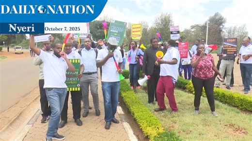Dedan Kimathi University lecturers protest, demand implementation of diagonal salary payment system | Nation