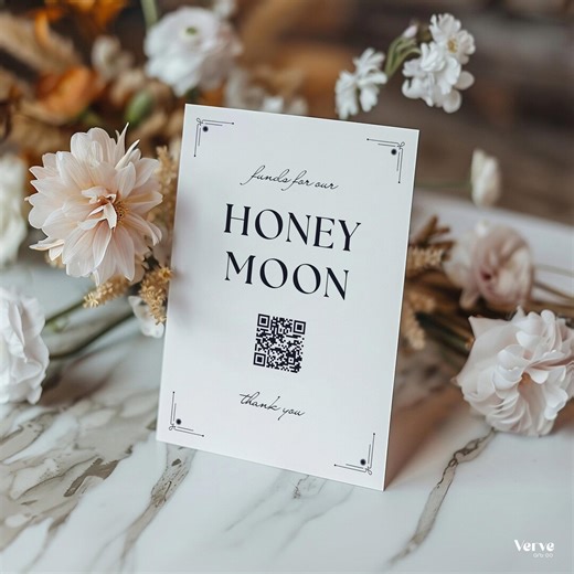 QR Code Sign, Honeymoon Fund Sign, Wedding Reception Signage, Canva Template - Etsy