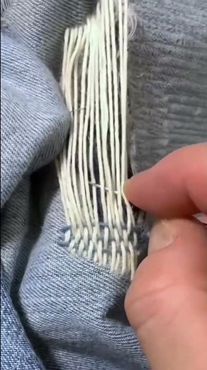 How to fix hole in jeans. darning stitch. #shorts #repair #sewing