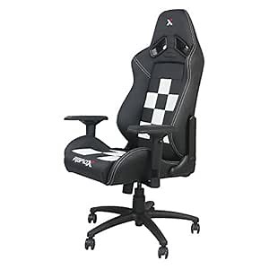 Finish Line White on Black Checkered Flag Pattern Gaming and Lifestyle Chair by RapidX