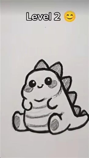 Drawing Dinosaur In 6 Levels!#drawing#artdrawing#sketch#drawingprocess#art#shortsviral#fypジ