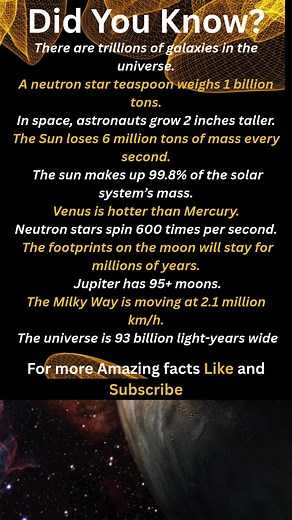 144K views · 2K reactions | Super Cool Universe Facts!” “Unbelievable Space Discoveries!” 10 Mind-Blowing Space Facts You Won’t Believe | Did You Know Facts | Facebook