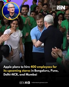 US-based iPhone maker Apple is reportedly planning to hire as many as 400 employees for its four new stores, Moneycontrol reported. These stores will be set up in Bengaluru, Pune, Delhi-NCR, and Mumbai. The report said the company has listed a few job openings on its website, looking for both full-time and part-time employees for these stores. At present, Apple's BKC store in Mumbai and Select City Walk store in Delhi employ 90-100 people each, including part-timers who work in shifts. #apple #i