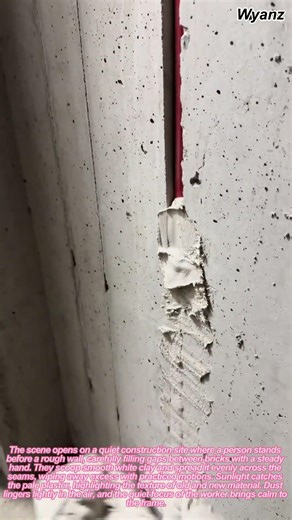 construction skills | sealing wall cracks with white clay in daily building work
