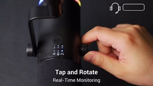 TONOR Dynamic Gaming Microphone, XLR/USB Mic Streaming, AI Noise Cancellation, Controlable RGB, Tap Mute, 3.5mm Headphone Jack, Volume Control, Microfono with Boom Arm, Black, TD510 AIR S H+