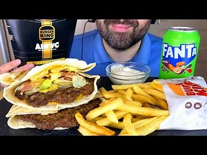 ASMR EATING BURGER KING PITA BURGER + FRENCH FRIES MUKBANG (EATING SOUNDS) FAST FOOD