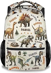 Toddler Backpack, Personalized Dinosaur Backpacks for Boys, 17" Kids Bookbag for Preschool Kindergarten Primary, Custom Back Pack for School