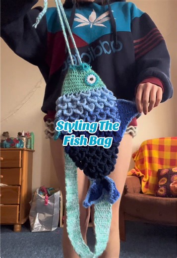 Fish centred fit 🐠🐠🐠 some of these available on depop (@popcancrochet) #fyp #crochet #ootd #handmade #outfit