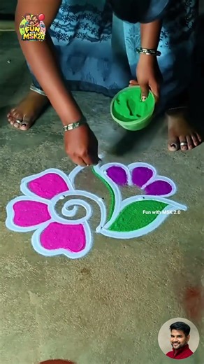 Simple Kolam ❌ | Colour Blast Kolam ✅ | kolam / Rangoli Part - 241 #funwithmsk