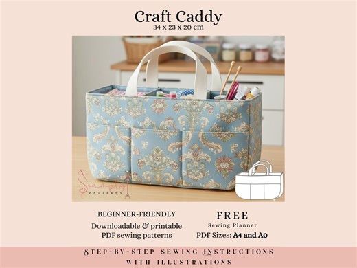 Craft Caddy PDF Sewing Pattern (A4 and A0) - Etsy