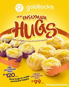 Show you care with the new Goldilocks Ensaymada Hugs! Grab a pack of 6 mini ensaymadas that’s soft and light as a hug with yummy toppings. Bring one home to share and enjoy with the whole family today! Order for delivery via our Hotline 8888-1-999 Or online at www.goldilocksdelivery.com.ph Also Available on : Foodpanda, GrabFood and Lalafood Prices may vary for delivery. Click here for the list of open stores today: North Luzon & Metro Manila: bit.ly/Goldilocks-OpenStores-NorthLuzonManila South 